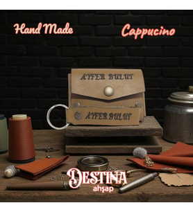 Destina Ahşap Kişiselleştirilebilir Hakiki Deri Kartlık ve Anahtarlık - Capucino