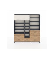 Arges Dolap 17 Raflı 6 Çekmeceli 3 Kapaklı 220x30x243 Antrasit-Aytaşı/Çam
