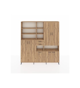 Arges Gardrop 17 Raflı 2 Çekmeceli 7 Kapaklı 220x30x243 Çam-Çam