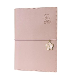 VICTORIA'S JOURNALS ÇİÇEK 124-1042 VEGAN DERİ KAPAK LASTİKLİ 13X18 cm 80 gr. 96 YP. KREM ÇİZGİLİ DEF