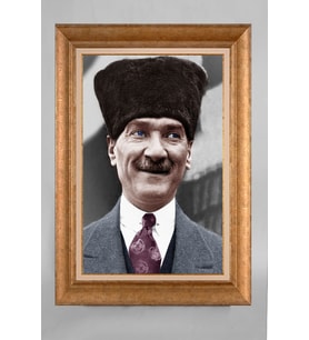 Çerçeveli Paspartulu Atatürk Tablo a515 (Gold)