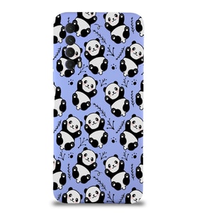 Huawei P Smart 2021 Uyumlu Lansman Kılıf Panda Tasarımlı İçi Kadife Kapak-Lila (Şeffaf)