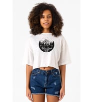 Let The Adventure Begin Beyaz Kırçıllı Kadın Crop Tshirt