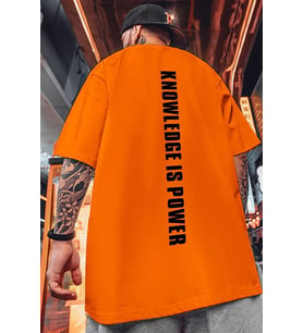 Unisex Knowledge is Power Baskılı Tasarım Tshirt (Turuncu)