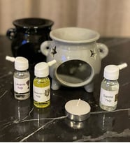 Buhurdanlık Seramik Ayaklı & Buhur Koku Mum Set