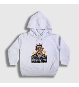 Presmono Unisex Çocuk Beyaz Kendrick Lamar Kapüşonlu Sweatshirt 350532tt