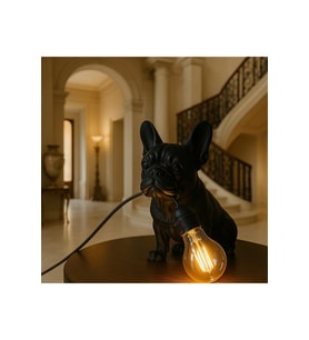 Modern French Bulldog Köpek Figürlü Masa Lambası, Şık ve Aydınlatıcı Dekorasyon (Krem)