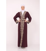 Uzun Kollu Oversize Kalıplı Geleneksel Kalın Arapça Harfları Nakışlı Kadın Geniş Abaya M-3XL C100032