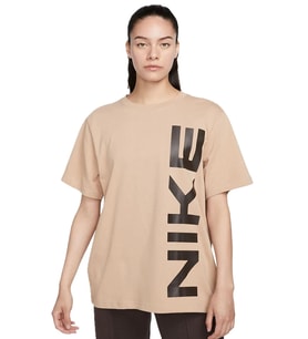Nike Air Sportswear Tee Loose Ft Kadın Büyük Beden %100 Pamuk Tişört Açık Kahve