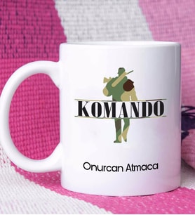 Komando Tasarımlı Kişiye Özel Hediye Komando Kupa Bardak