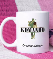 Komando Tasarımlı Kişiye Özel Hediye Komando Kupa Bardak