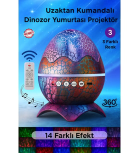 Uzaktan Kumandalı Dinozor Yumurtası Galaxy Projektör Bluetooth Sesli Gece Lambası