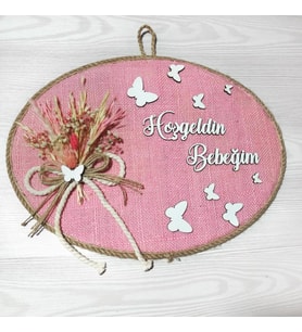 Lora Davet Kız Bebek kapı süsü, Hastane kapı süsü, Duvar süsü (1 Adet) Pembe - 36211