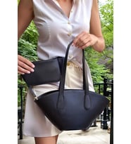 Kadın Şık Bej Suni Deri Shopper Çanta Günlük Ve İş Kullanımı İçin Özenle Seçilmiş Mükemmel Uyum (Siyah)