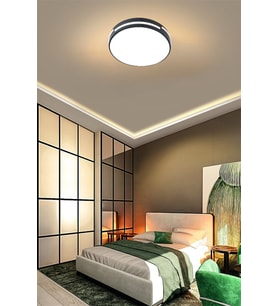Antrasit Şerit Akrilikli 50cm Çap LED Tavan Lambası, Renkli Kumandalı, Dimli