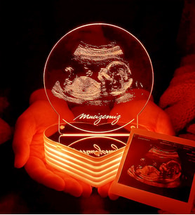 Ultrason Fotoğraflı 3D LED Lamba - Hamile Eşe ve Anne Adayına Hediye
