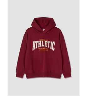 LC WAIKIKI Bordo Kapüşonlu Baskılı Erkek Çocuk Sweatshirt