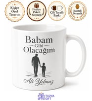 Babam Gibi Olacağım Yazılı Kupa Bardak Babalar Günü Hediyesi Baskılı Kupa