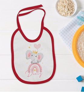 BK Kids Kişiye Özel İsimli Kırmızı Bebek Mama Önlüğü-11