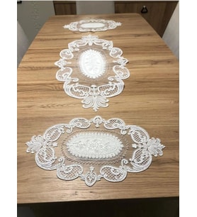Salon Oda Takımı Dantelli Runner Set Üç Parça