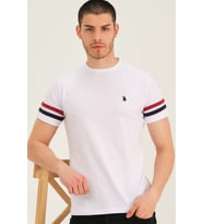 T8589 DEWBERRY ERKEK T-SHIRT-BEYAZ