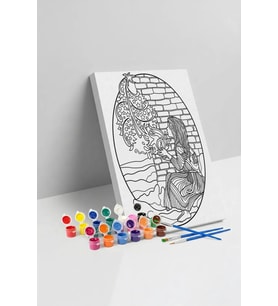 Peri Kızı Desenli Mandala Tuval Boyama Seti 40x50 cm