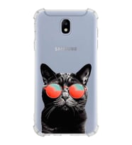 PrintiFy Samsung Galaxy J7 Pro Uyumlu Kedi 3 Baskılı Şeffaf Köşe Korumalı Antişok Kılıf