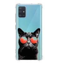 PrintiFy Samsung Galaxy A51 Uyumlu Kedi 3 Baskılı Şeffaf Köşe Korumalı Antişok Kılıf