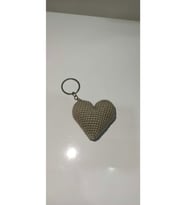 Amigurumi Hediyelik Dağıtmalık 10 Adet Düğün Kına Nikah Toptan Örgü Kalp Anahtarlık Koyu krem (Çok Renkli)