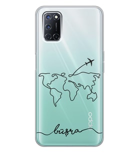 Oppo Mini Harita Tasarımlı Şeffaf Telefon Kılıfı