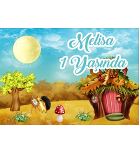 Resim Yapan kirpi Temalı Doğum Günü Afişi 35X50 cm