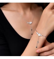 Manolya Çiçeği Zirkon Taşlı Kadın Gümüş Set (Gümüş)