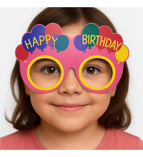 Balon Desenli Karton Doğum Günü Gözlükleri 6 Adet Pembe Renk