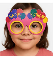 Balon Desenli Karton Doğum Günü Gözlükleri 6 Adet Pembe Renk