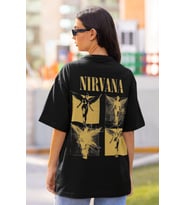Nirvana Rock Metal Sırt Baskılı Unisex Oversize Müzik Grubu Tişört