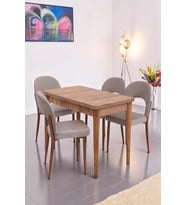 Damla Hilal MDF Mutfak Masa Sandalye Takımı 60x100cm (Kahverengi)