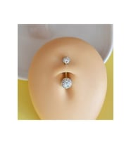 Taşlı Uçlu 316 L Çelik Gold Göbek Piercingi Gold Minimal Taşlı (Çok Renkli)