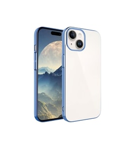Apple iPhone 15 Uyumlu Kılıf Sert PC Renkli Çerçeveli Zore Riksos Kapak (Açık Mavi)