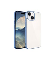 Apple iPhone 15 Uyumlu Kılıf Sert PC Renkli Çerçeveli Zore Riksos Kapak (Açık Mavi)