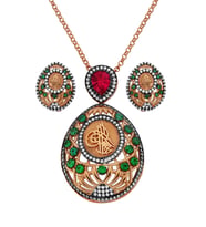 Tuğralı Rose Gümüş Set - S009502