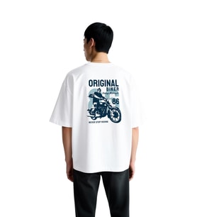 Erkek Oversize Motosiklet Baskılı Tişört Vintage Biker Retro Grafik Rahat Kesim Günlük Giyim Modern