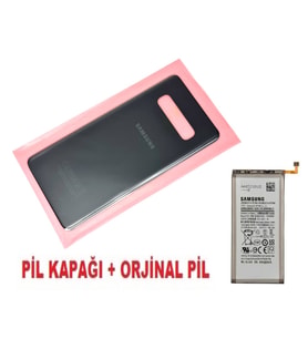 Tkgz Samsung Galaxy S10 PLUS Arka Pil Batarya Kapağı + PİL (CAM) SİYAH