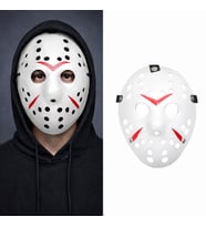 Beyaz Renk Kırmızı Çizgili Tam Yüz Hokey Jason Maskesi Hannibal Maskesi