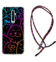 Oppo Reno 2Z 4 Lite 4 Pro 5 6 7 A31 Kılıf Boyun Asklı Rasta Silikon Neon Cats 1790