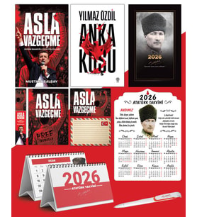 Asla Vazgeçme - Ayraç - Kartpostal - Poster - Anka Kuşu -  2026 Ajanda Komutan - Kalpaklı Ahşap Duvar Takvimi - Masa Takvimi