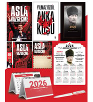 Asla Vazgeçme - Ayraç - Kartpostal - Poster - Anka Kuşu -  2026 Ajanda Komutan - Kalpaklı Ahşap Duvar Takvimi - Masa Takvimi