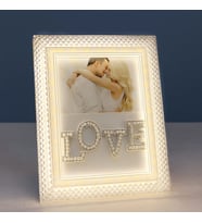 Led Işıklı İnci Taşlı Love Kristal Fotoğraf Çerçevesi - 20x25cm
