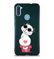 Samsung Galaxy M11 Soft Premier Kapak Coolcat Tasarımlı Silikon Kılıf - Yeşil (Şeffaf)