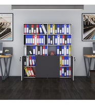 Kenzlife klasör dolabı kilitli ılgar gri 175*160*30 klasörlük kitaplık ofis arkalıksız