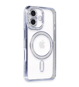 Apple iPhone 16 Kılıf Joke Simli Magneticsafe Kılıf - Mavi
